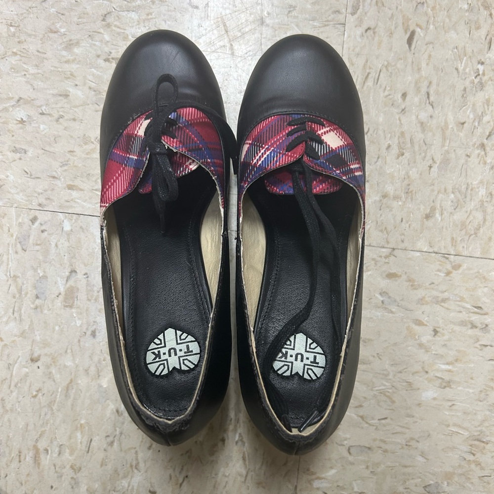 T.U.K Lace Up Plaid Heels